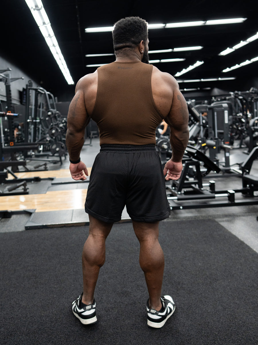 Split Logo Mesh Shorts