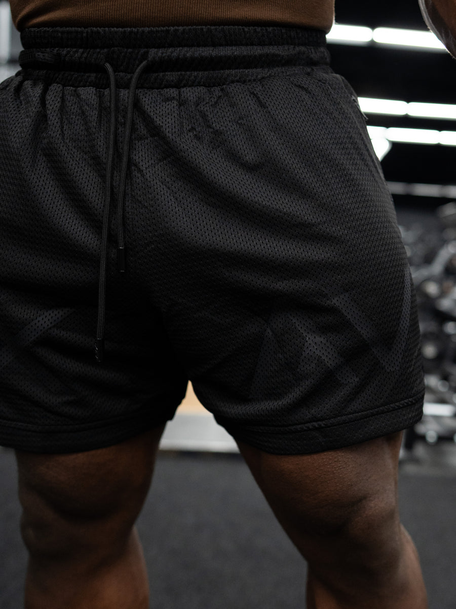 Split Logo Mesh Shorts