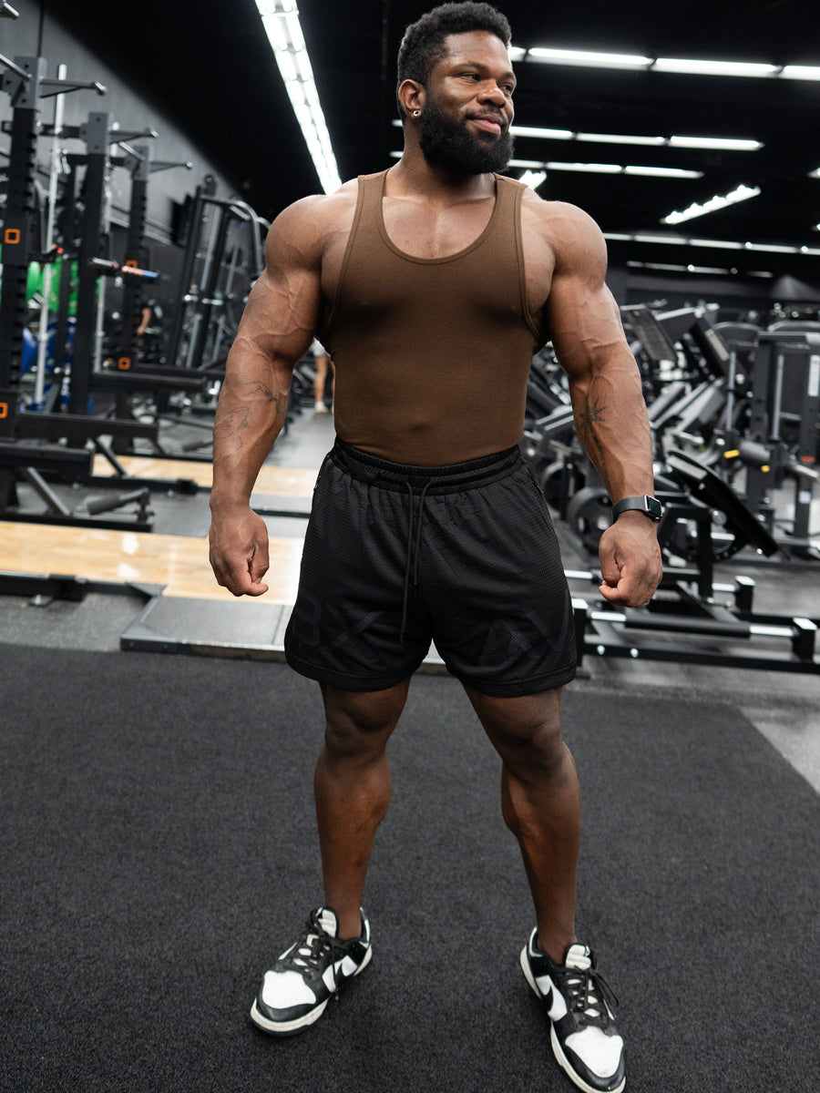 Split Logo Mesh Shorts