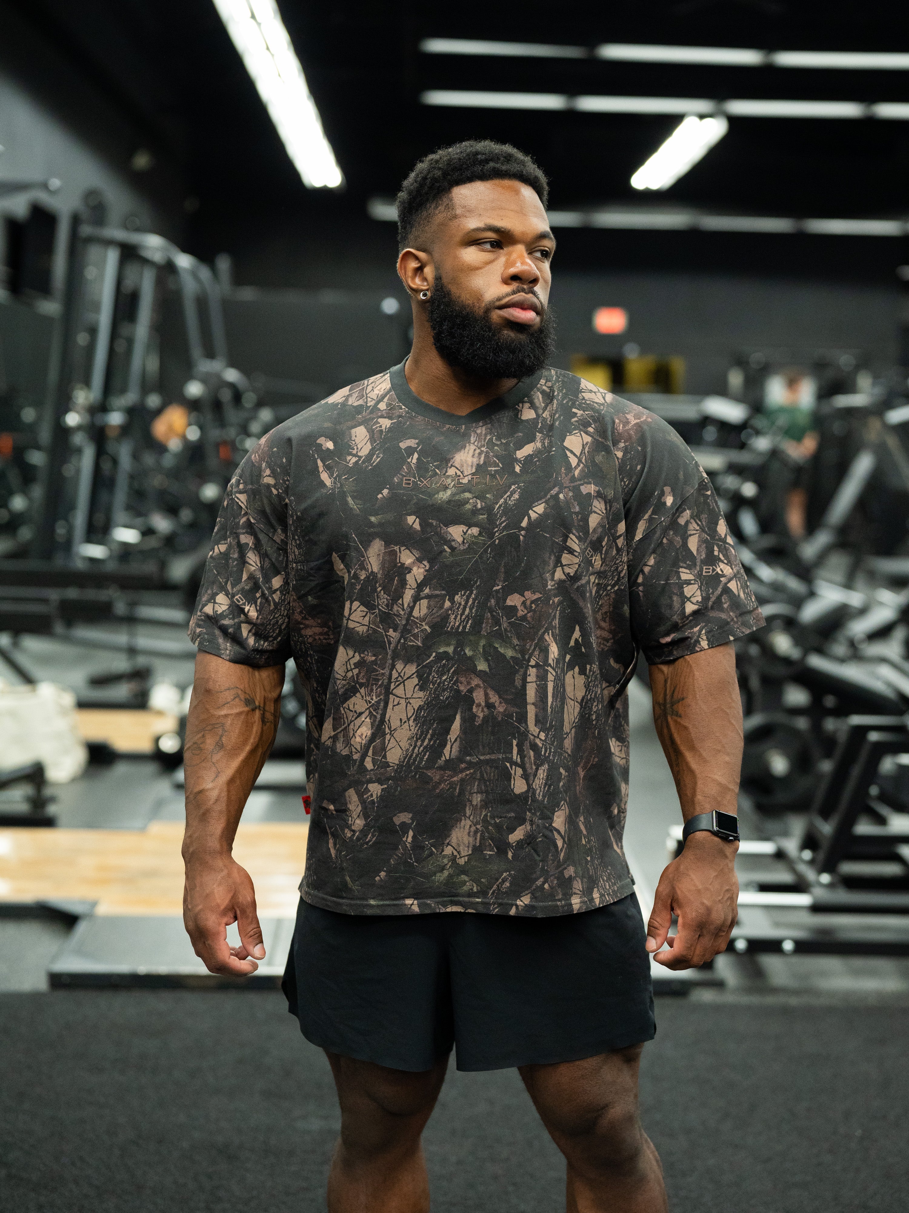 Bxactiv Dark Camo Boxy-Oversized Tee (Size up for more Oversized Fit)